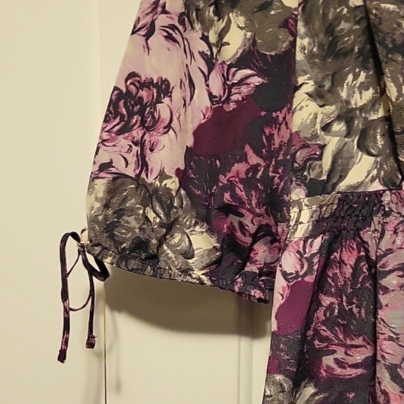 Ann Taylor Loft Purple Gray Boho Blouse Large - Picture 3 of 5